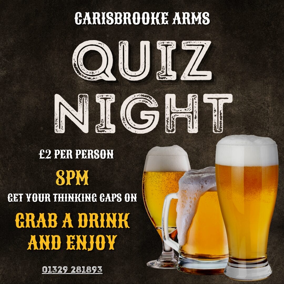 Pubs In Gosport With Quiz Nights - Test Your Knowledge At The Carisbrooke Arms !