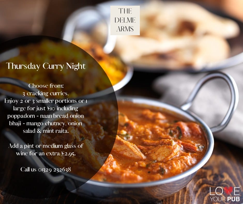 Pubs With Curry Night in Fareham - Visit The Delme Arms !
