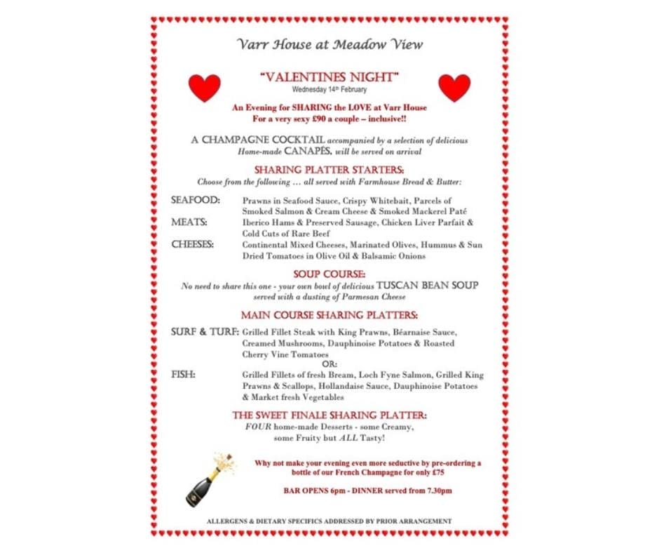 Restaurants For Valentines Day In Hampshire - Wine And Dine Your Loved One At Varr House !