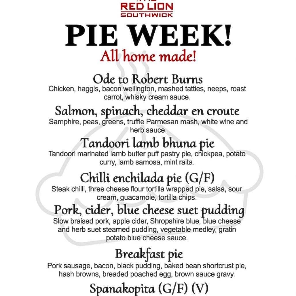Pubs With Food In Hampshire - Indulge In Pie Week At The Red Lion Southwick !