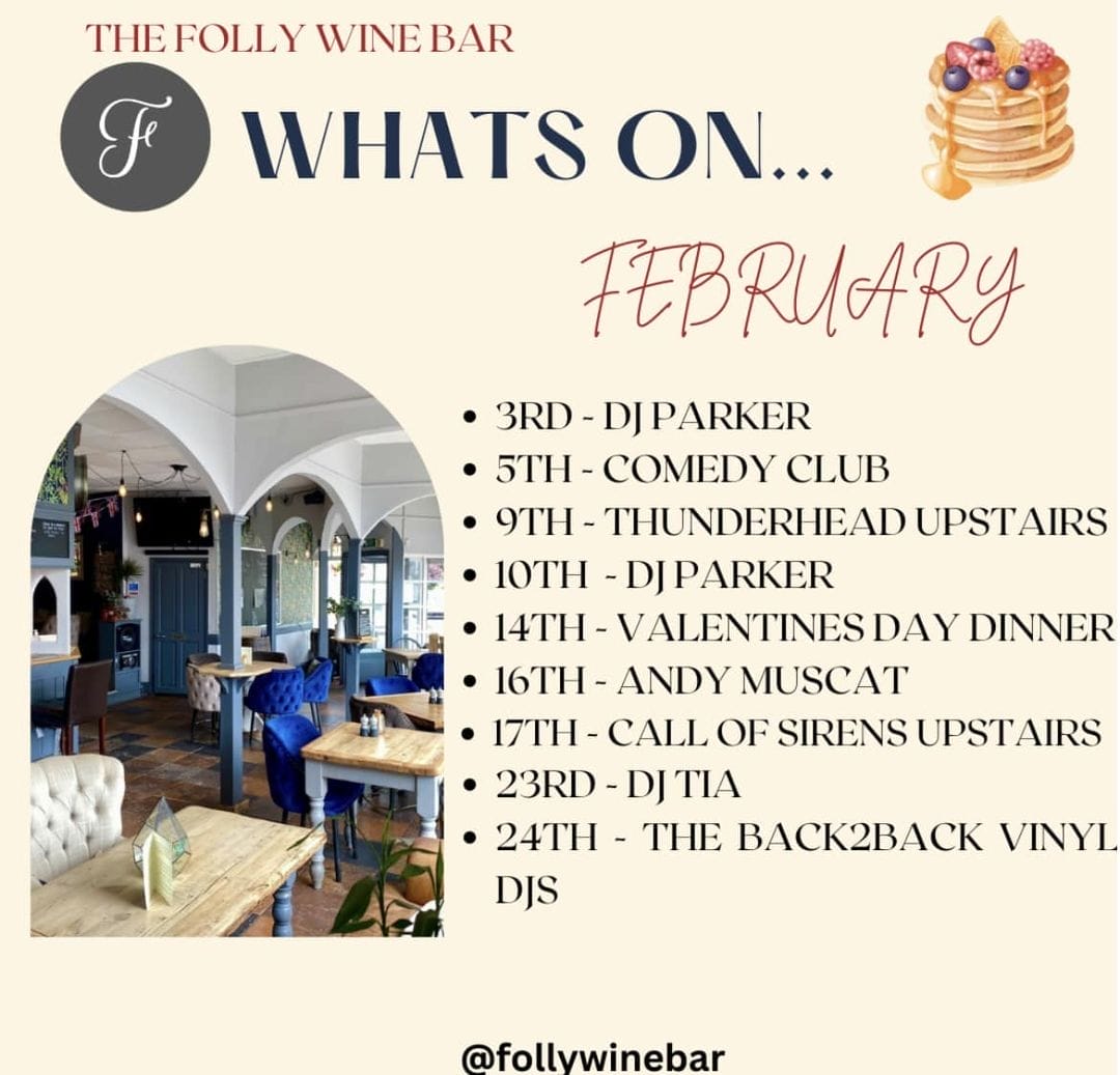 Best Wine Bars In Petersfield - A Fantastic February Line Up At The Folly !