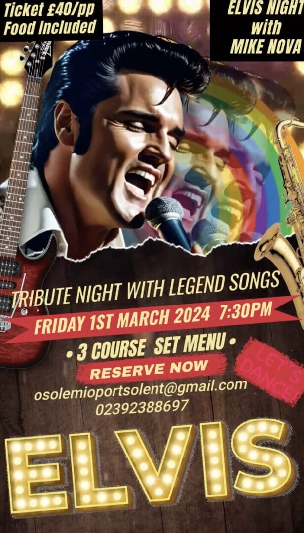 Restaurants With Live Music In Port Solent - Elvis Tribute Night At O Sole Mio !