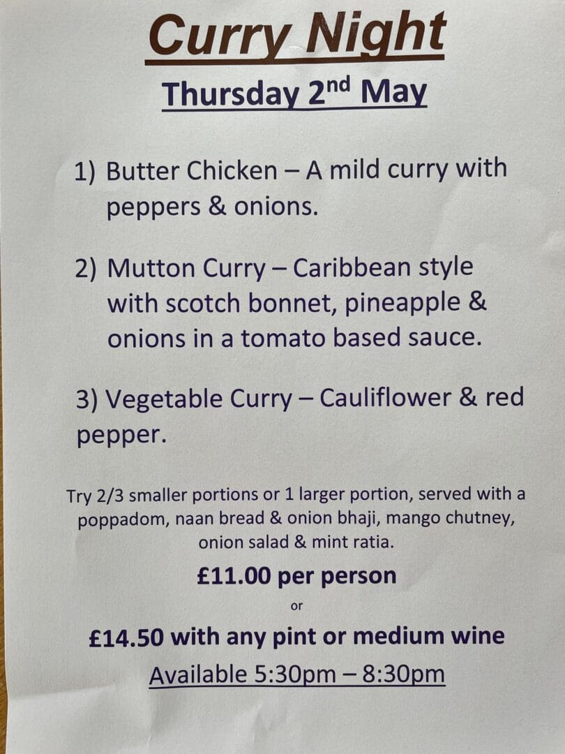 Pubs In Fareham For Curry Night - Indulge At The Delme Arms !