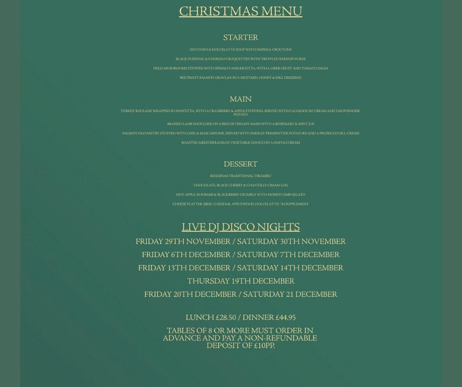 Restaurants For Christmas In Southampton - Dine At Regginas Italiano !